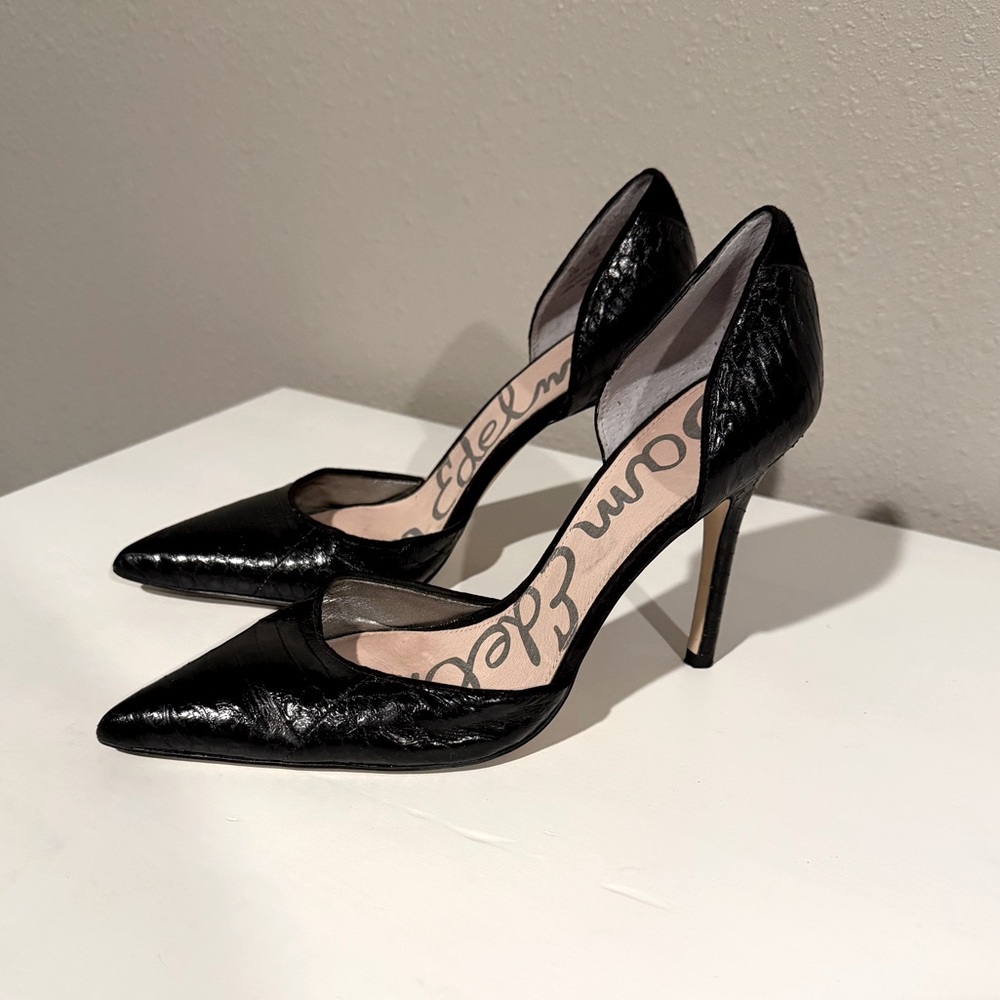 Sam Edelman Delilah Black Croc D’Orsay Pump, size 7.5